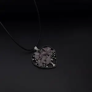 Collar Arbol Corazon Cuarzo Rosa