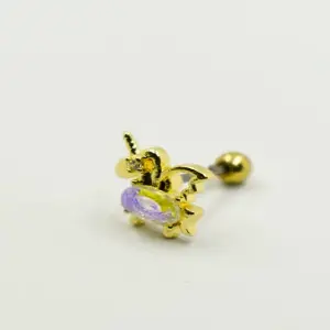 PIERCING DORADO UNICORNIO MORADO