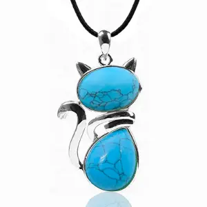 Collar Gato Cuarzo + Estuche Turquesa