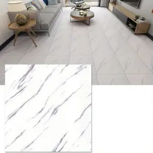 Baldosa Adhesiva 60x60cm Blanco Marmol