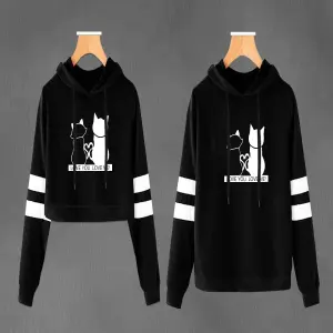 Buzos ,Hoodies Parejas gatos amor negro