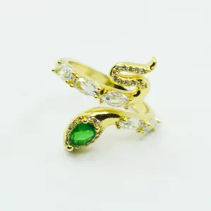 ANILLO DORADO SERPIENTE ESMERALDA Y DIAM