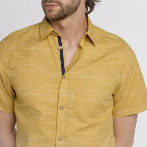 CAMISA MANGA CORTA H  CS9005-MOSTAZA