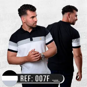 007F POLO COMBINADA NEGRO JASPE