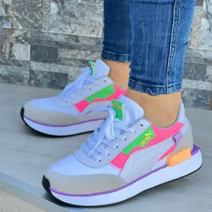 Tenis Puma Zigzag Rosa Verde Dama