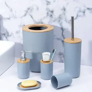 Juego de baño x6 accesorios tipo bambú