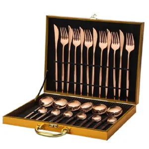 SET DE CUBIERTOS 24 PIEZAS CAJA DORADA