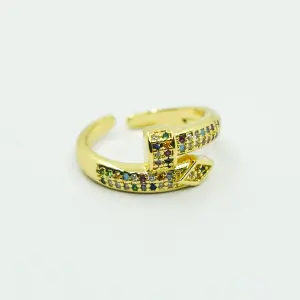 ANILLO DORADO CASCABEL DE COLORES