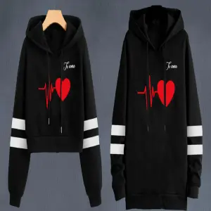 Buzo, Buso Hoodie Negro Pareja Corazón