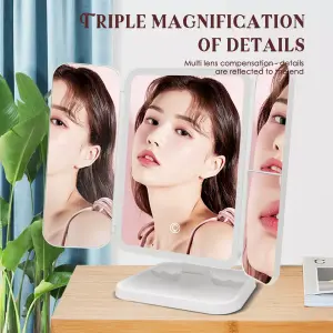 Espejo De Maquillaje Led De Triple NEGRO
