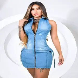 Vestido beisbolero jeans ROSA