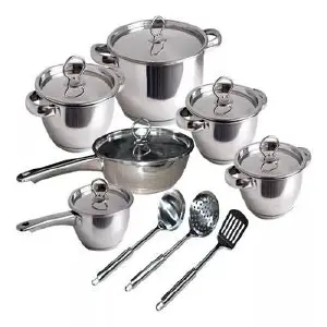 Juego de Ollas de Acero Inoxidable 15 Piezas: ¡Elegancia y Durabilidad en tu Cocina! - Batería de ollas en acero inoxidable 15