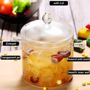Olla De Vidrio Transparente con tapa 1.5