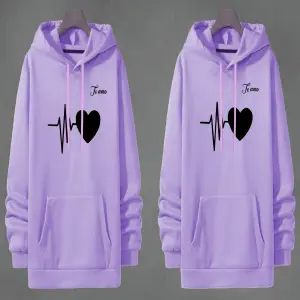 Buzo, Buso Hoodie Lila Pareja Corazón