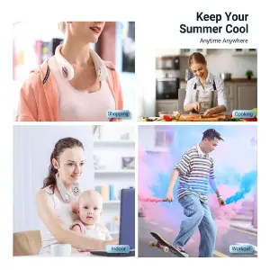 Ventilador de Cuello Portátil Recargable: ¡Frescura donde vayas! - VENTILADOR DE CUELLO PORTATIL RECARGABLE