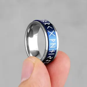 ANILLO CON RUNAS FONDO AZUL