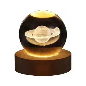 Lampara Mesa Bola Cristal 3D Saturno