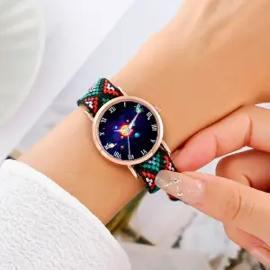 Reloj Luna Fase Lunar Dorado Tejido