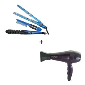 Combo secador + rizador plancha  peine