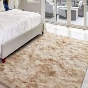 Tapete Terciopelo Beige Blanco Claro