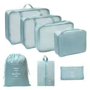 Set X7 Organizador Cubo Caja Ropa Celest