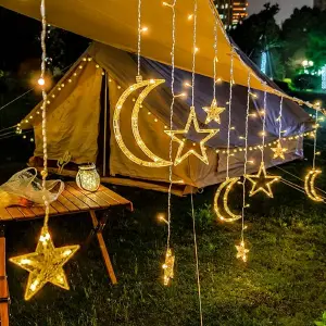 Cortina Guirnalda Solar Estrellas Y Luna
