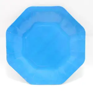 PLATO HEXAGONAL AZUL  23 CM X 10 UNIDAD