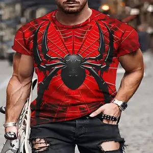Camiseta  Estampada 3D, Araña Rojo