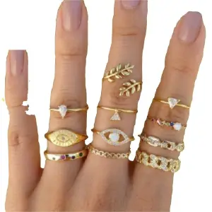 Set De Anillos Vintage Bohemio Retro