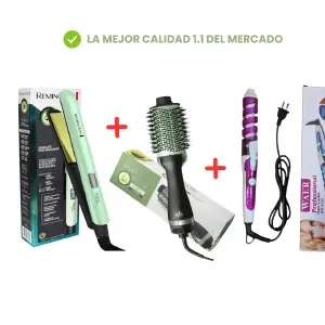 Plancha + cepillo aguacate + rizadora