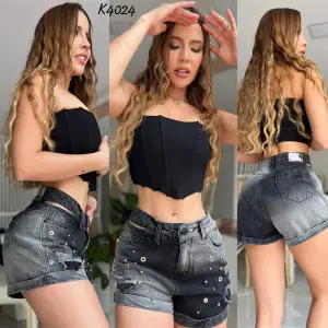 SHORT GRIS 1 BOTON TELA RIGIDA