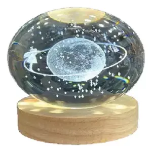 Lampara colores 3d cristal planeta 8cm
