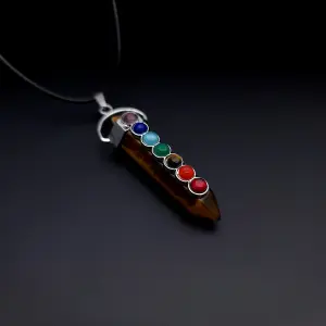 Collar Cuarzo Siete Chakras Ojo De Tigre