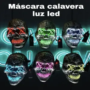 Máscara de calavera plástica luz led