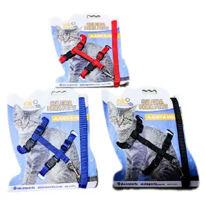Set Tricolor Pechera y Correa para Gatos