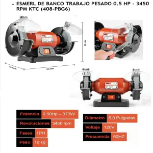 ESMERIL DE BANCO TRABAJO PESADO 0,5HP /