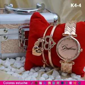 K4 RELOJ GENEVA + PULSERAS ESTUCHE MET