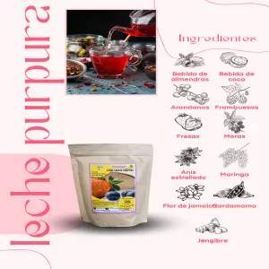 Té Leche Púrpura nutrientes frutos rojo⚡