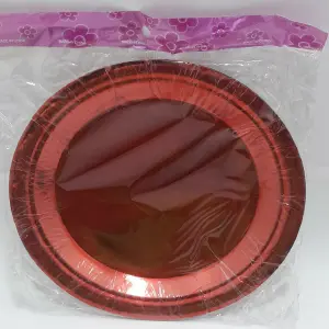 PLATO METALIZADO ROJO 18CM EN BOLSA  X