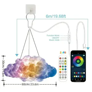Lampara Led 3D Decorativa De Nube RGB