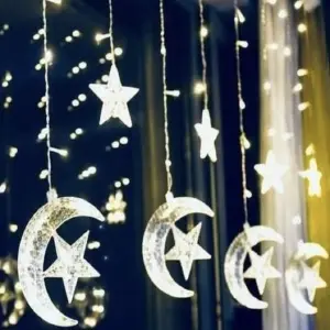 Cortina Luces Navidad 6M Luna y Estrella