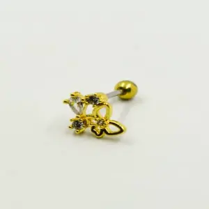 PIERCING DORADO MARIPOSA Y DIAMANTES