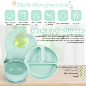 Set Vajilla Silicona Para Bebe 5 Piezas