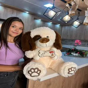 Peluche de perro con hueso 70 cm