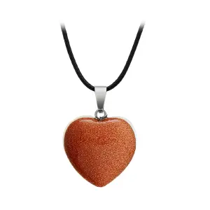 Collar Corazon Cuarzo Lluvia de oro