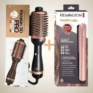 Combo Cepillo Secador Y Plancha Keratin