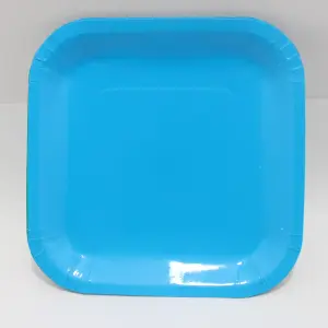 PLATO AZUL CLARO  CUADRADO 18 CM X10 UN