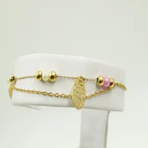 Pulsera Acero Rosada Ovalo