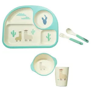 Set Vajilla Platos Cubiertos Llama Bebe