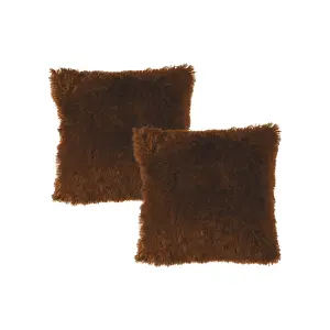 Cojin x2 Decorativo Peludo Café